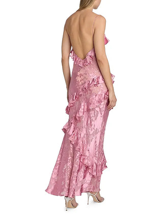 LoveShackFancy Dean Floral Ruffled Maxi Dress – back view