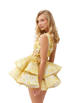 Yvon Iris des Jardins Linen-Silk Cocktail Dress – back view