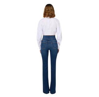 Elisabetta Franchi Cropped Poplin Shirt with Gold Ring – close-up