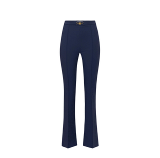 Elisabetta Franchi Stretch Crêpe Palazzo Trousers with Gold Logo – Laly Saint-Tropez