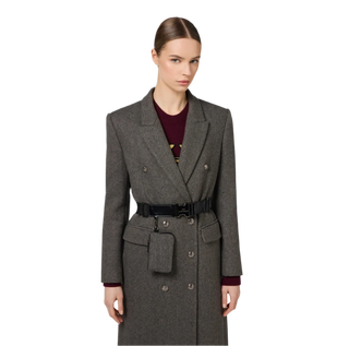Elisabetta Franchi Double-Breasted Wool-Blend Utility Coat – back view
