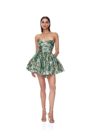 Bronx and Banco Chloe Teal Strapless Mini Dress – back view