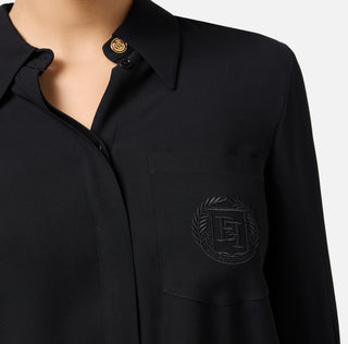 Elisabetta Franchi Georgette Shirt with Embroidered Logo – worn