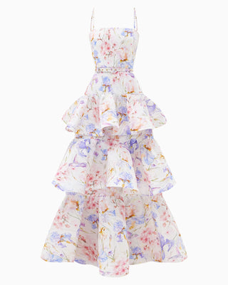 Yvon Eustoma Floral Linen Maxi Dress – Laly Saint-Tropez