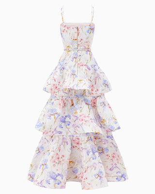 Yvon Eustoma Floral Linen Maxi Dress – back view